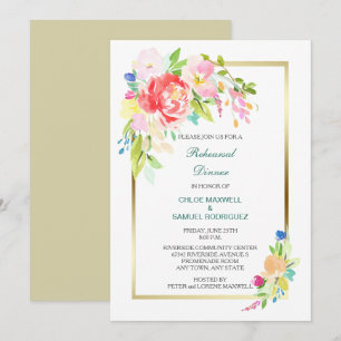 Spring Bouquet Wedding Rehearsal Dinner Invitation