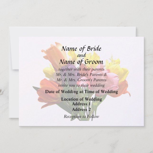 Spring Bouquet With Tulips and Daffodil Invitation (Front)
