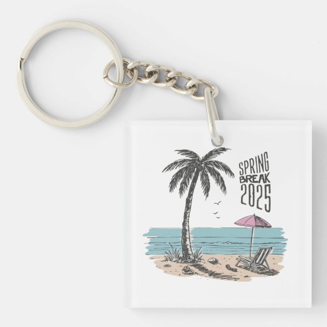 Spring Break 2025 Beach Vibes Keychain (Front)