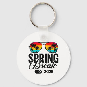 Spring Break 2025 Mode On Retro Sungles Beach Vaca Keychain