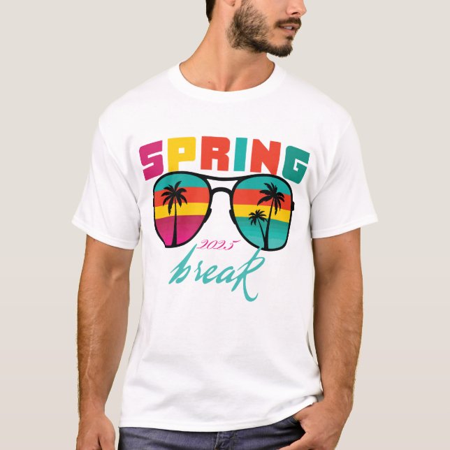 Spring Break 2025 Sunglasses Retro Sunset T-Shirt (Front)
