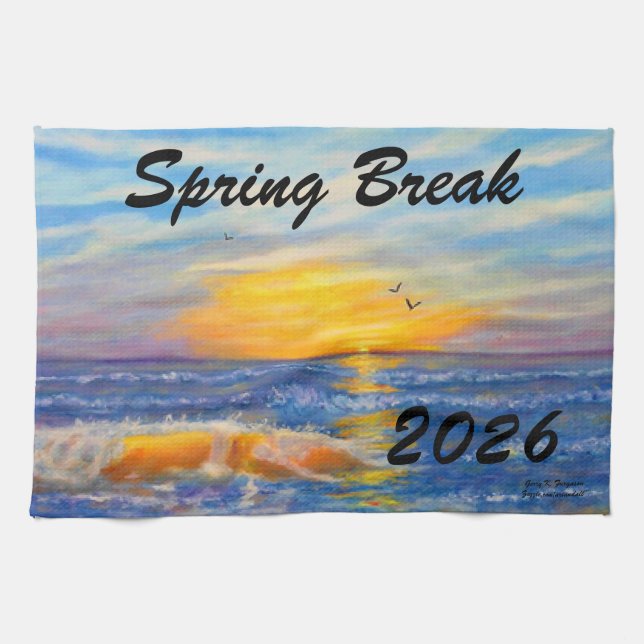 "SPRING BREAK 2026 OCEAN WAVE" KITCHEN TOWEL (Horizontal)
