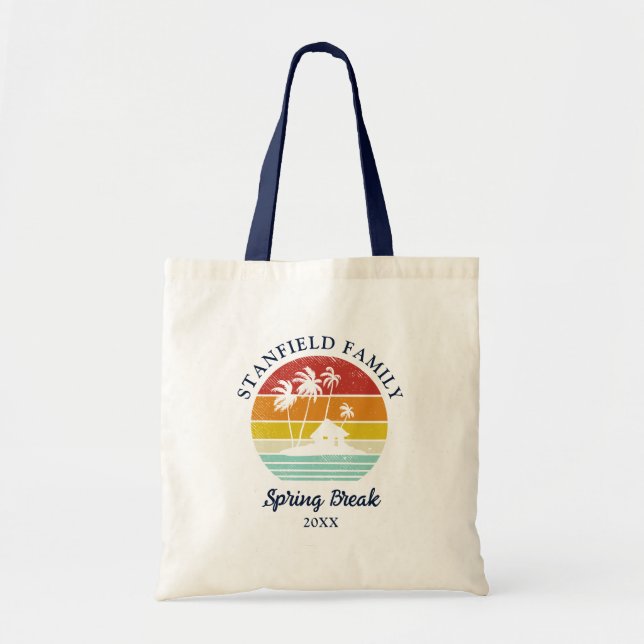 Spring Break Beach Hut Palm Trees Matching Family Tote Bag (Front)