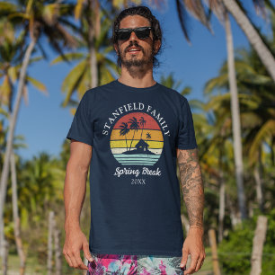 Spring Break Beach Hut Palm Trees Matching Family Tri-Blend Shirt