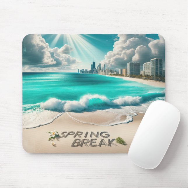 Spring Break Beach Mouse Pad (With Mouse)