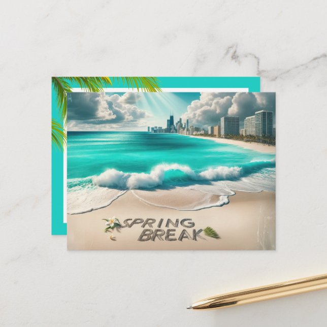 Spring Break Beach Postcard (Front/Back In Situ)