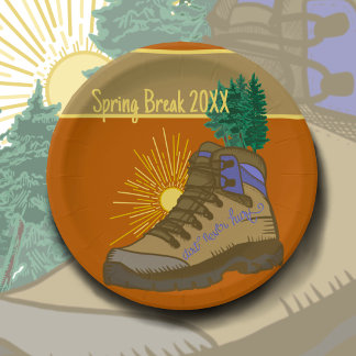 Spring break Hiker Personalized Camping Picnic Paper Plate