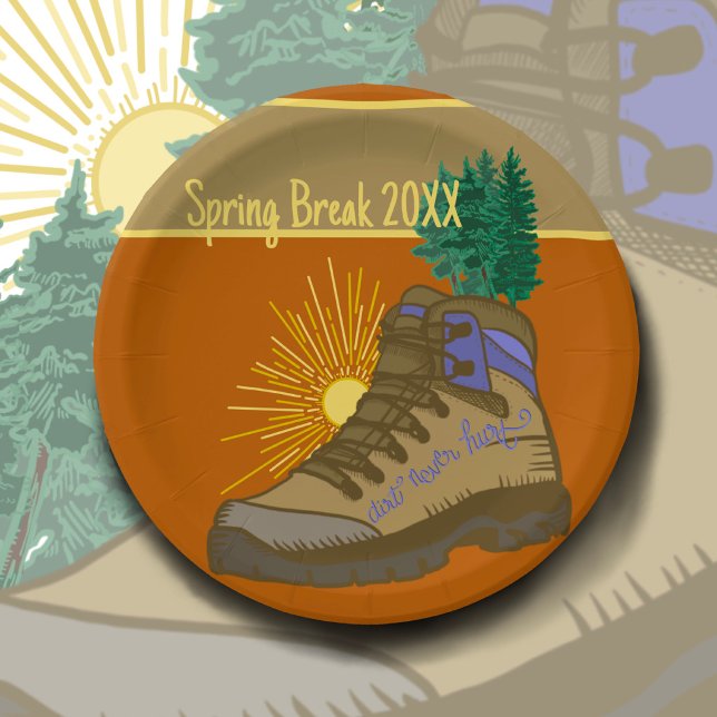 Spring break Hiker Personalized Camping Picnic Paper Plate (Creator Uploaded)