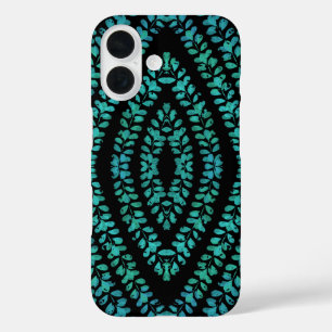 Spring Break Leaves Turquoise Colored Art Design iPhone 16 Case