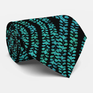 Spring Break Leaves Turquoise Colored Pattern Art Tie