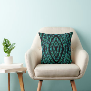 Spring Break Leaves Turquoise Coloured Art Design Throw Pillow