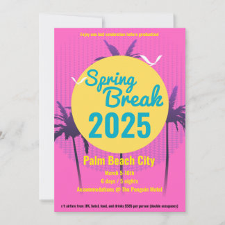 Spring Break Palm Tree Invitation Pink