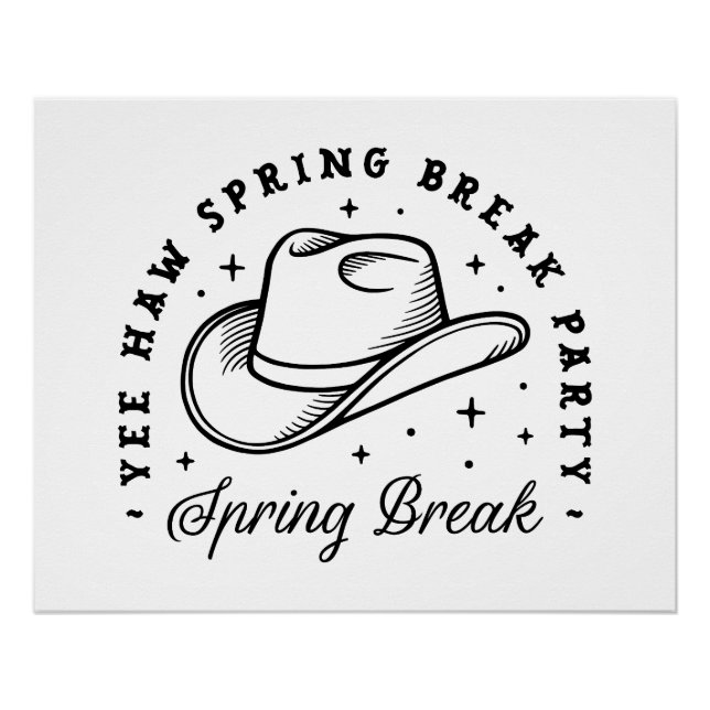Spring break party cowboy hat aesthetic poster (Front)
