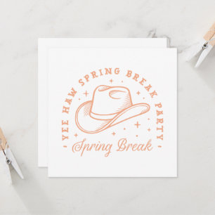 Spring break party cowgirl theme peach colour invitation