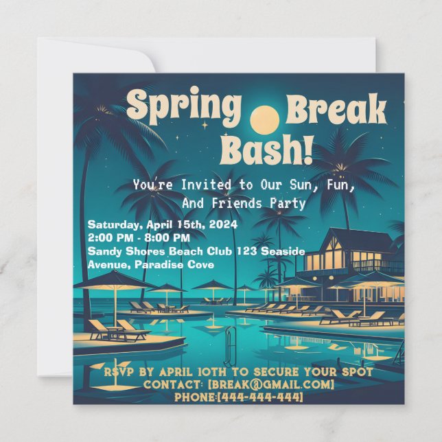 Spring Break Party Invitation (Front)