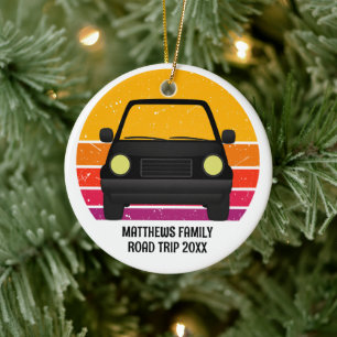 Spring Break Road Trip Sunset Custom Christmas Ceramic Ornament