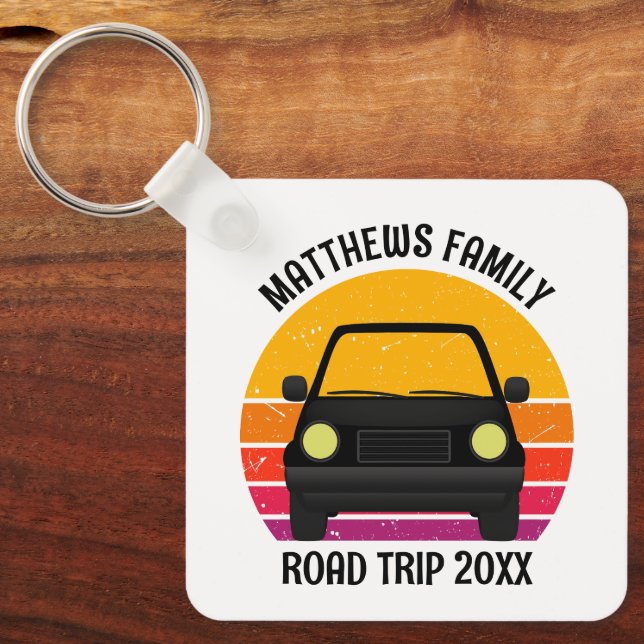 Spring Break Road Trip Sunset Customized Keychain