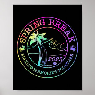 Spring Break Squad Crew Vintage 2025 Beach Palm Fa Poster