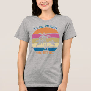 Spring Break Trip Beach Sunset Custom Family Tri-Blend Shirt
