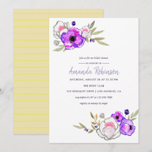 Spring Bridal Shower watercolor floral Invitation
