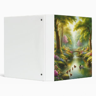 Spring brook with ducks/flowers binder