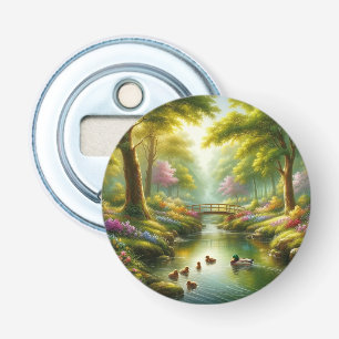 Spring brook with ducks/flowers bottle opener