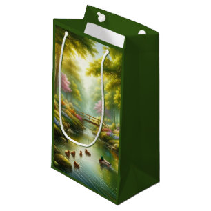 Spring brook with ducks/flowers small gift bag