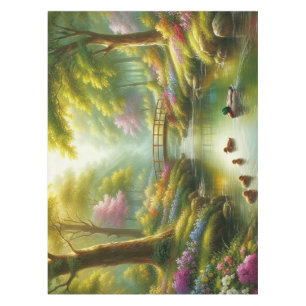 Spring brook with ducks/flowers tablecloth
