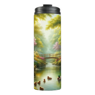 Spring brook with ducks/flowers thermal tumbler