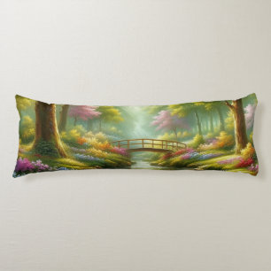 Spring brook with flowers body pillow