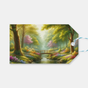 Spring brook with flowers gift tags
