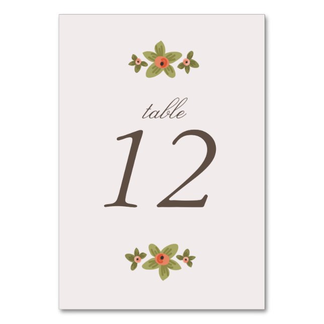 Spring Buds Table Number Cards (Front)