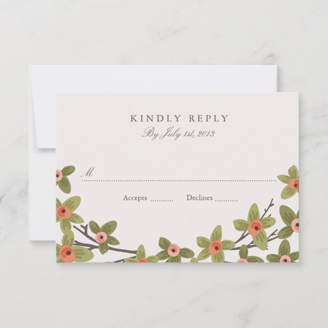 Spring Buds Wedding RSVP Card (Front)