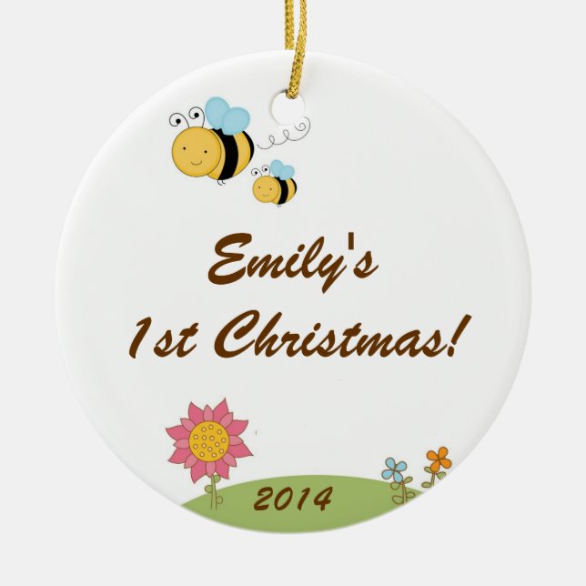 Spring Bumble Bee Personalized Name Ornament (Front)