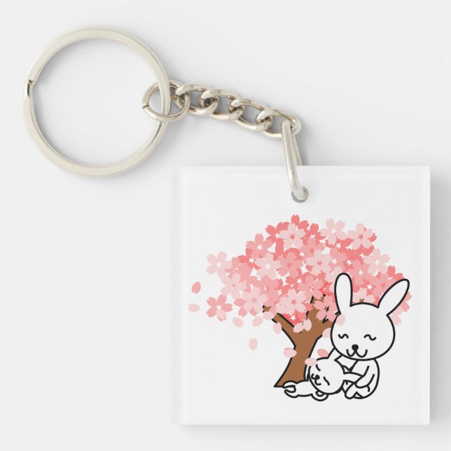 Spring Bunnies Acrylic Keychain (Front)