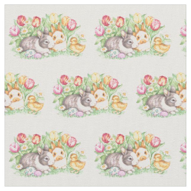 Spring Bunnies Easter Bunny Fabric (Close Up)
