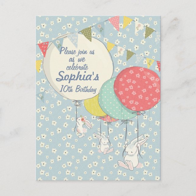 Spring Bunny Birthday Invitation (Front)