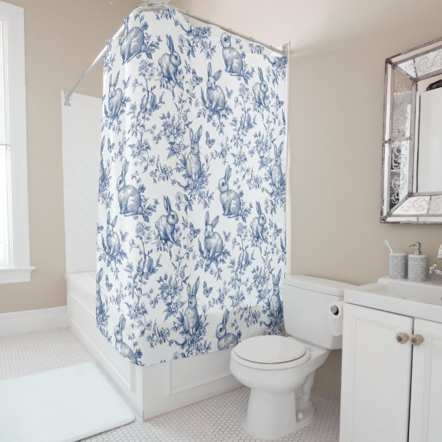 Spring Bunny Blue Chinoiserie Bathroom (In Situ)