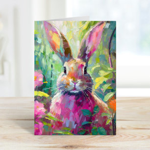 Spring Bunny Colourful Modern Abstract Art Card