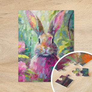 Spring Bunny Colourful Modern Abstract Art Jigsaw Puzzle