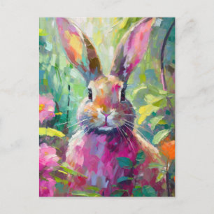 Spring Bunny Colourful Modern Abstract Art Postcard