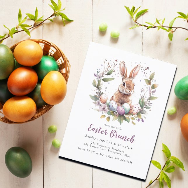 Spring Bunny Easter Brunch Invitation Postcard (Personalize with your event details, find matching items in the collection.)