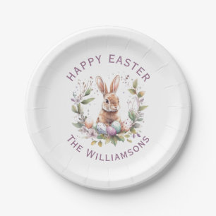 Spring Bunny Easter Egg Wreath Personalized Paper Plate