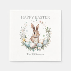 Spring Bunny Easter Eggs Garland Personalized Napkin