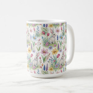 Spring Bunny Garden Pattern Coffee Mug