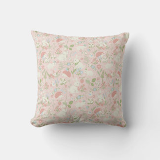 Spring Bunny Garden Throw Pillow