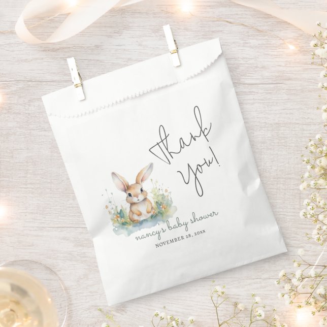 Spring Bunny Gender Neutral Thank You Favour Bag (Clipped)