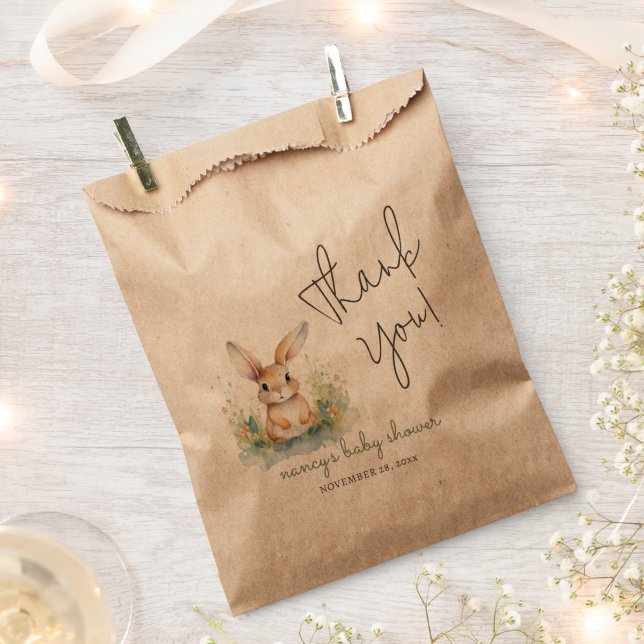 Spring Bunny Gender Neutral Thank You Favour Bag (Clipped)
