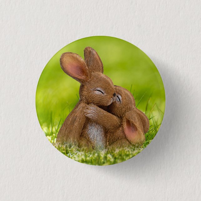 Spring Bunny Lovers 1 Inch Round Button (Front)
