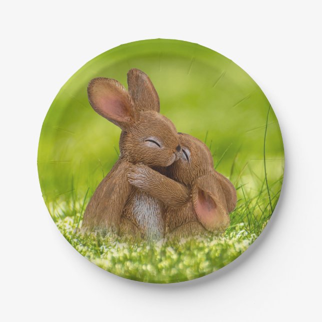 Spring Bunny Lovers Paper Plate (Front)